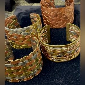 Handcrafted Mixed Metal Cuff Bracelets Lot of 4